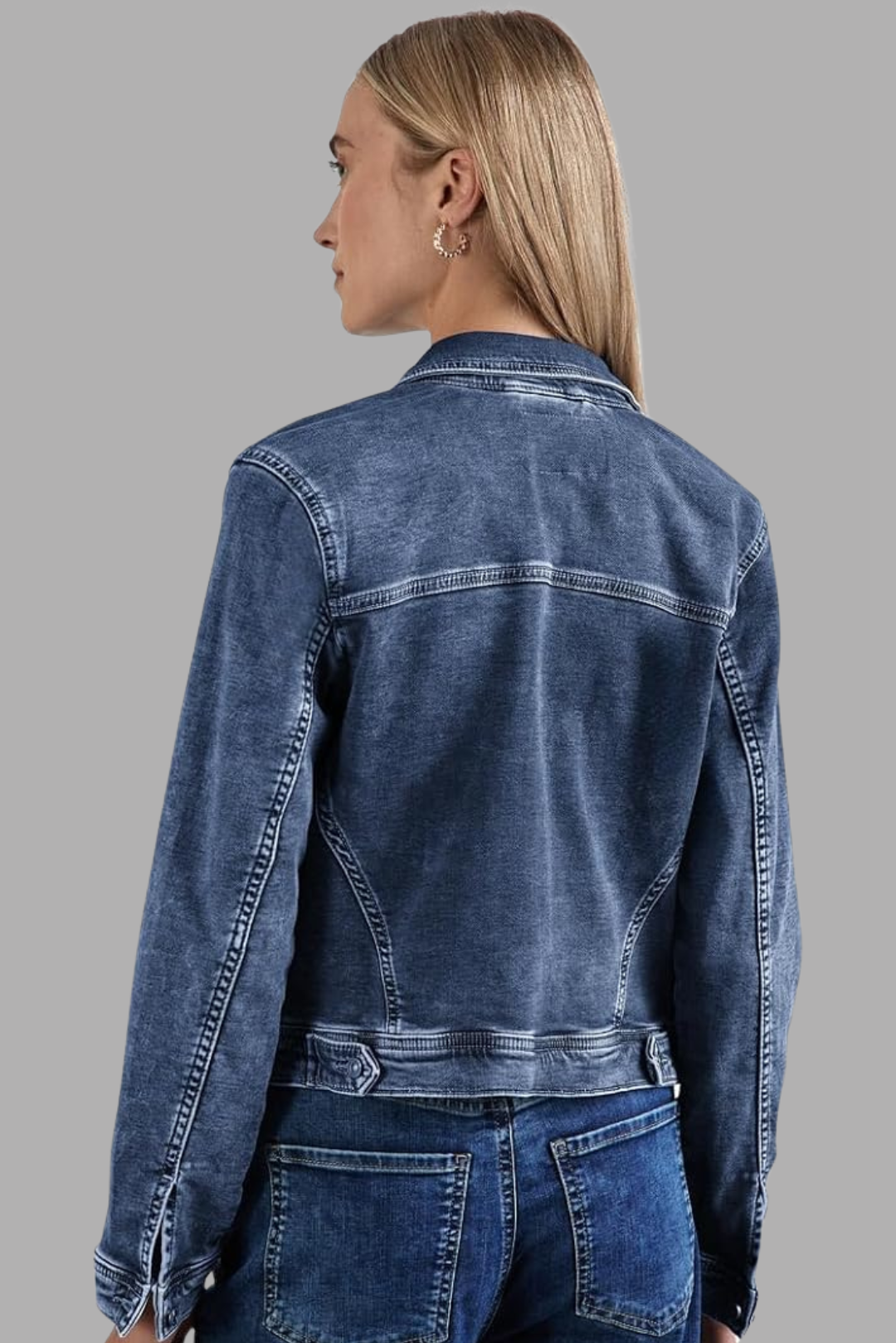 Mid Blue Denim Jacket & Wide-Leg Jeans Set