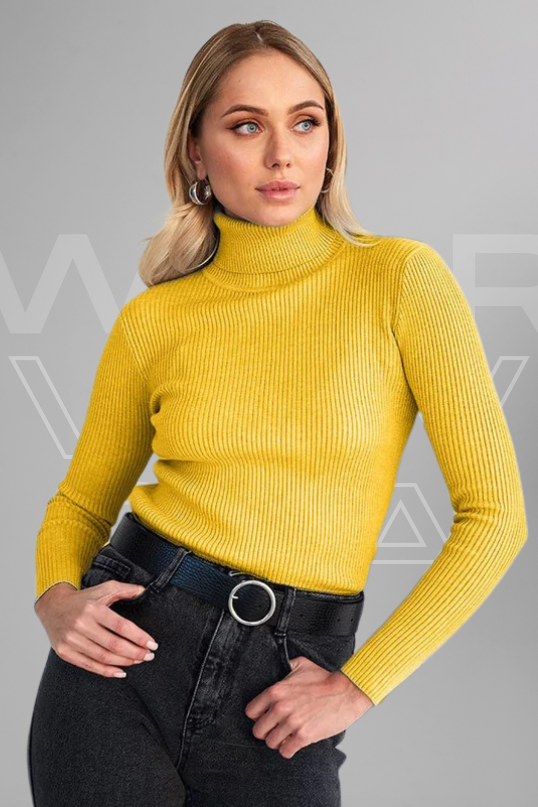 Mustard Rib Knit Turtleneck