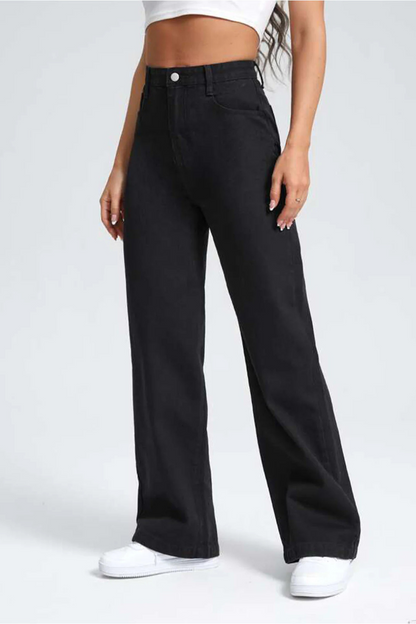 High Waist Wide Leg Jeans (Black)