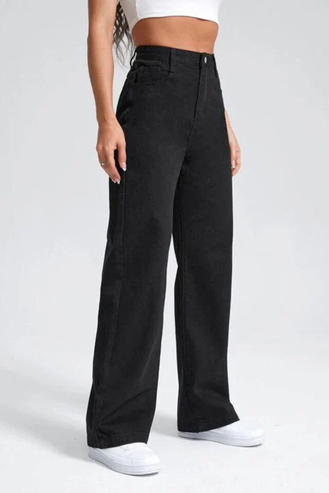 High Waist Wide Leg Jeans (Black)