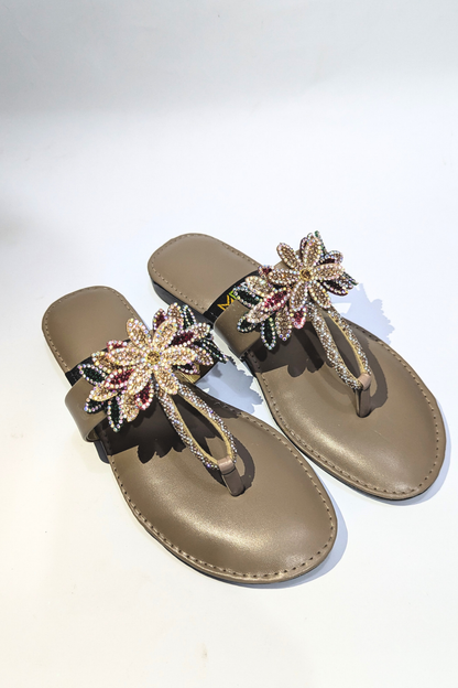 Brown Flower Chappal 0014